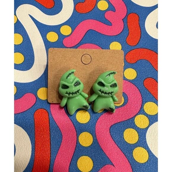 Oogie Boogie Green Halloween Stud Earrings - Picture 1 of 1
